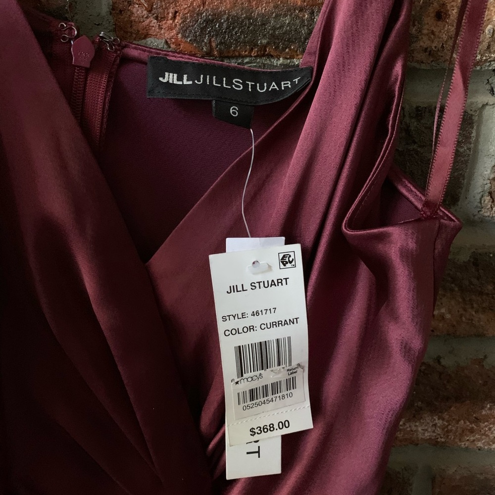 NWT Jill Stuart Satin Wine Strappy Dress